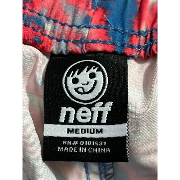 NEFF Board Shorts Mens Red Blue Tie Dye Unlined Shorts Size Medium - Picture 5 of 10